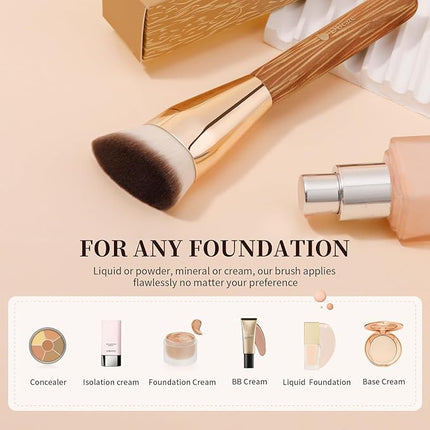 DUcare Angled Foundation Brush for Flawless Makeup Application Professional Liquid, Cream Powder Foundation Brush with Dense Bristles - Contoured for Precise Blending and Buffing