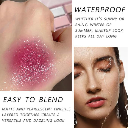 K'APEINE 9Colors Eyeshadow Palette, Pink Brown Eyeshadow Matte Shimmer Eye Shadow Blendable Makeup Palette High Pigment Waterproof Makeup Kit for Women Brithday, Valentine's Day, Christmas-LG01