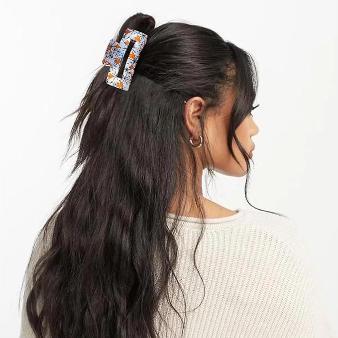 2Pcs Halloween Hair Clips for Women, Cute Spider Web Ghost Hair Claw Clips, White Square Hair Barrettes, Large Hair Claw, Nonslip Claw Clips, Halloween Hair Accessories for Hair Styling, Decorations