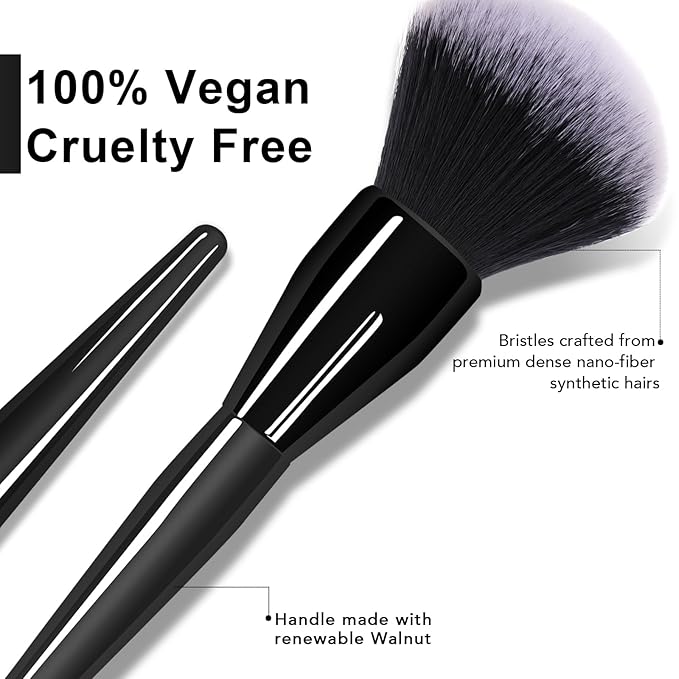 Large Powder Brush: Luxurious Foundation Brush, Professional Makeup Brush For Blending Liquid, Cream and Flawless Powder, Buffing, Blending, Vegan Makeup Tool With Cruelty-Free Bristles