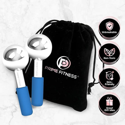 Ice Globes for Facials | Unbreakable Steel Cooling Roller | Cryo Sticks for Face | Massager for Face Neck & Eyes | Skin Care for Dark Circles, Puffiness, Wrinkles, Collagen Production (Blue)