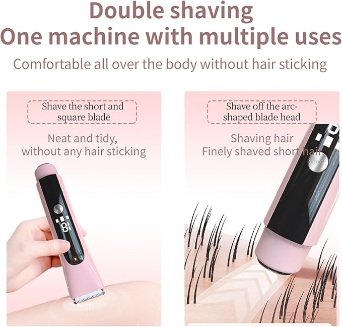 Dermave Bikini Shaver for Women, Bikini Trimmer for Women with Dual Head Shaver, Painless Wet & Dry Electric Razor for Smooth Bikini Line, Rechargeable & Portable, Beige