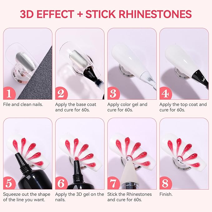 Makartt 3D Gel Nail Art: 3D Sculpting Gel for Nail Art Design 15ml 3 in 1 No Wipe Gel Polish for Drawing Carving Nails Gel, Molding Embossed Gels for Nail Decoration DIY Manicure - Glistening Cheer