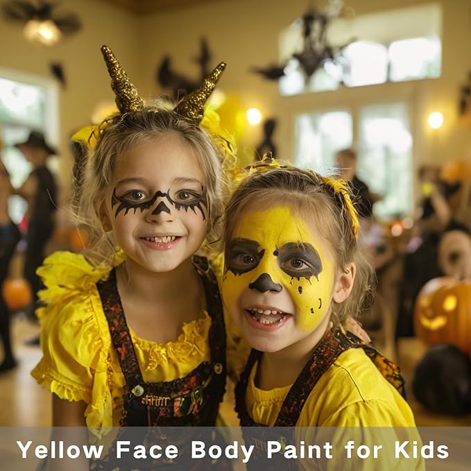 MEICOLY Yellow Face Body Paint Stick,Yellow Face Paint for Halloween Lion Tiger Cosplay Makeup,Professional SFX Makeup Face Painting for Adults and Kids,Waterproof Eye Black Stick