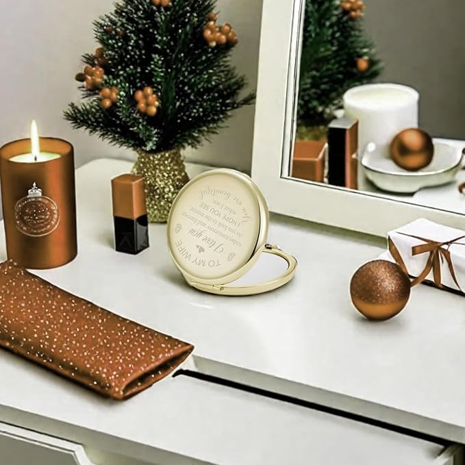 Valentines Day Mirror Gifts for Her Wife, Gift for Wife from Husband to My Wife Compact Mirror, Romantic Gifts for Wife Birthday, Wedding Anniversary, Valentine's Day, Mother's Day