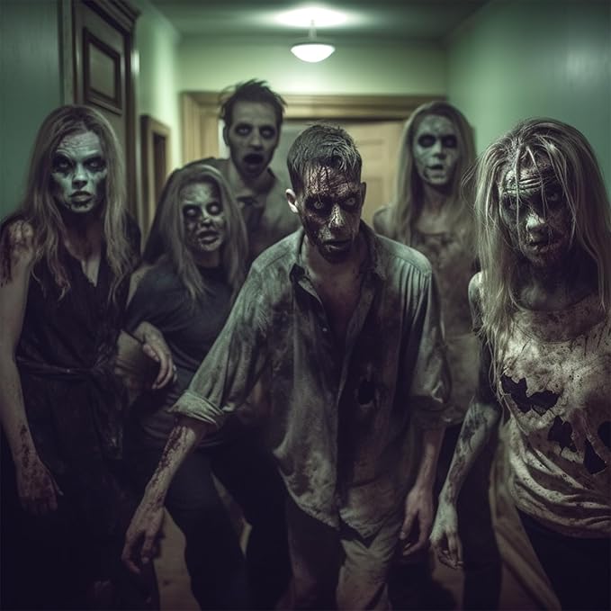 BOBISUKA Halloween Zombie Makeup Kit with 4 Colors Face Body Paint & Applicator, Fake Blood, Liquid Latex and Scar Wax SFX Makeup Set for Vampires Wounds Clown Cosplay Special Effects Makeup