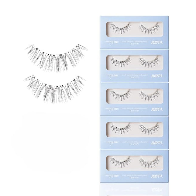 EYEME Eyelash x Artist Collaboration NO.12 Cute Accent – 5 Set Pack, Short Wispy False Eyelashes, Artist-Designed Cat Eye Lashes for a Subtle & Elegant Look, Genuine Korean Product