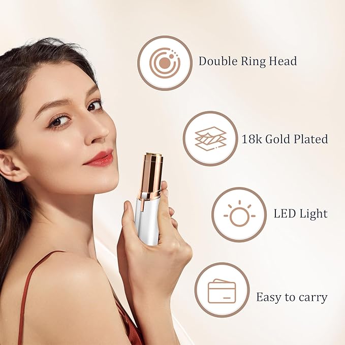 Facial Hair Removal for Women, Electric Painless Rechargeable Facial Hair Remover for Face, Lip, Chin