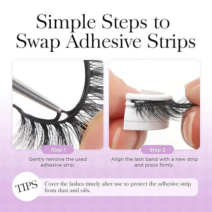 BEYELIAN Self Adhesive Eyelashes Reusable, Pre Glued Eyelashes No Glue Need Press on Lashes, Wispy Natural Look Faux Mink False Eyelashes 5 Pairs ZCV-188