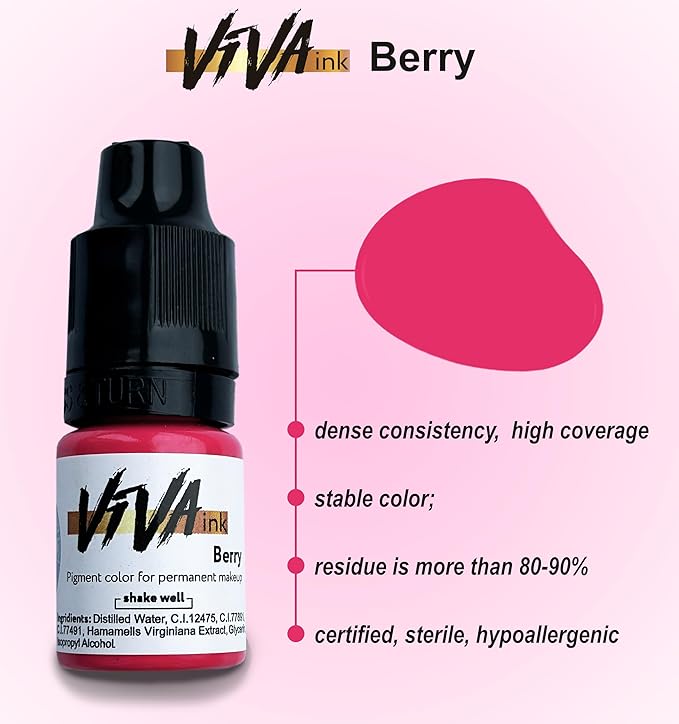 Lip Pigment – Berry – Permanent Lip Makeup – Microblading Ink for Durable and Colorful Lips – Long Lasting Color Lip Cosmetics (0.2 oz)