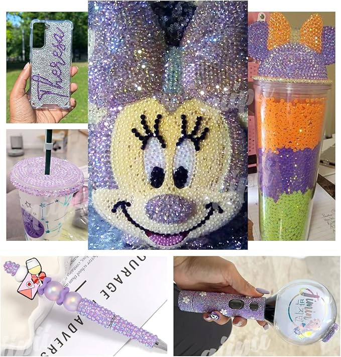 28 Types Purple Jelly Resin Rhinestones w B7000 Jewelry Glue for Bedazzling Crafting 3-6mm Flatback Stones Gems Diamonds Charms for Nails Face Eyes Makeup Crafts Tumblers Bottles Clothes Shoes