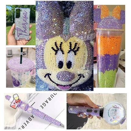 qiipii Dark Purple Crystal Resin Rhinestones w B7000 Glue for Bedazzling Crafting 2mm-6mm Flatback Stones Diamonds Crystals Gems Bedazzler Kit for Nails Face Eyes Makeup Tumblers Bottles Crafts Shoes