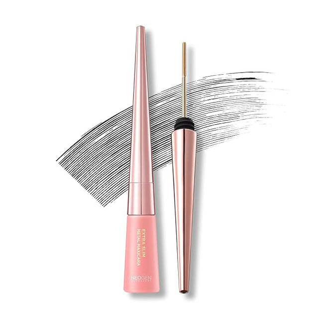 DERMALOGY by NEOGENLAB Extra Slim Metal Mascara, Long-Lasting Volumizing & Lengthening Formula with Metal Wand Brush, Smudge-Resistant, Vegan Korean Makeup, Black, 1 Count