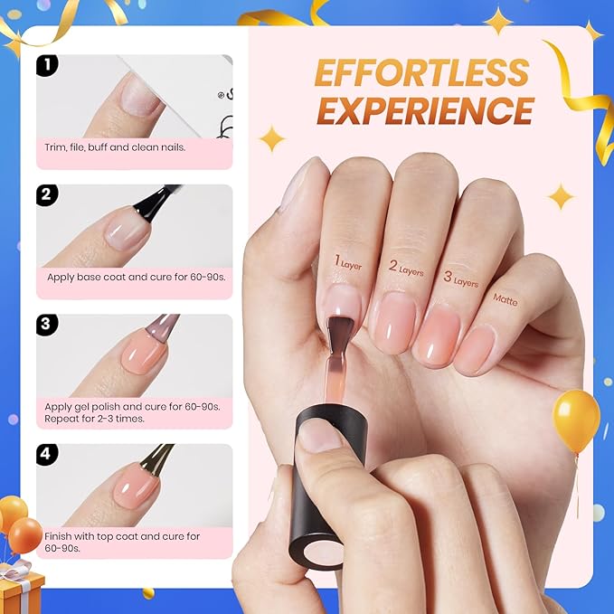 Beetles Jelly Gel Nail Polish Set, 53PCS 36 Colors Jelly Pink Milky White Red Black Blue Green Silver Cat Eye Base Glitter Glossy Matte Top Coat Crystal Ice Collection French Nails Gift for Women