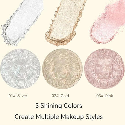 K'APEINE Face Highlighter Palette,Pink Glitter Eyeshadow Pearl Shimmer Single Makeup Kit High Glossy Face Makeup Palette Sparkling Highlighter Makeup Palette Smooth Baked Lasting Shining Makeup Kit-03
