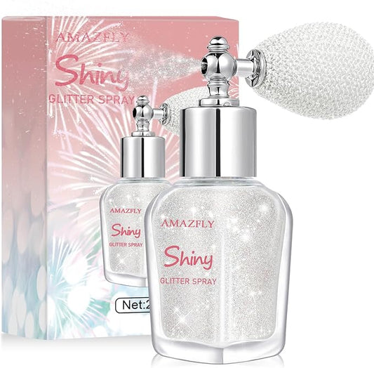 Hair and Body Glitter Spray, Shimmering Powder Sparkle Powder Makeup, Glitter Loose Sparkle Makeup for Body Highlighter,Festival Prom Rave Accessories (Pearl White)