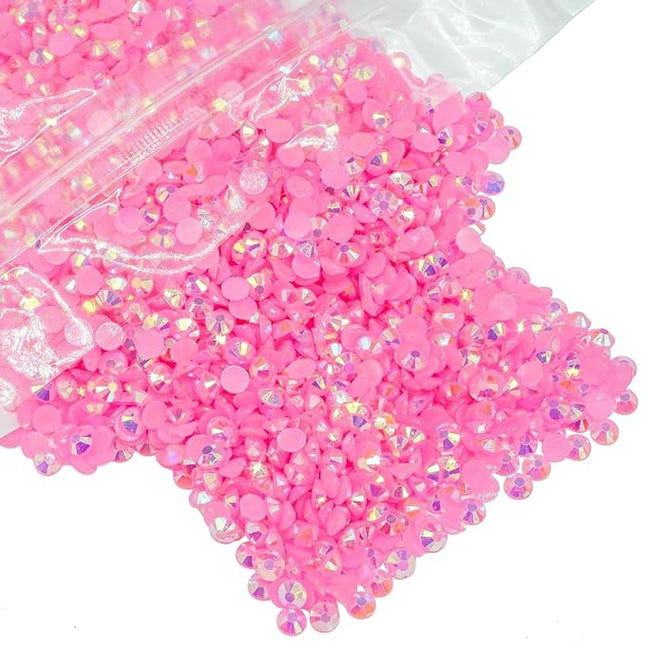 qiipii 3000PCS 5mm Dark Pink AB Resin Rhinestones Bulk for Crafts Pink AB Flatback Jelly Rhinestones Pack SS20 Non-Hotfix Stones Diamonds Crystals Gems for Mugs Tumblers Bottles DIY Crafts Decoration