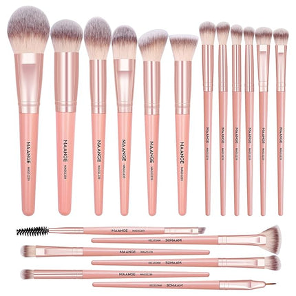 Makeup Brush Set, MAANGE 18 Pcs Premium Synthetic Makeup Brushes Set Soft Foundation Powder Eyeliner Eye Shadow Make up Brushes Professional (Pink)