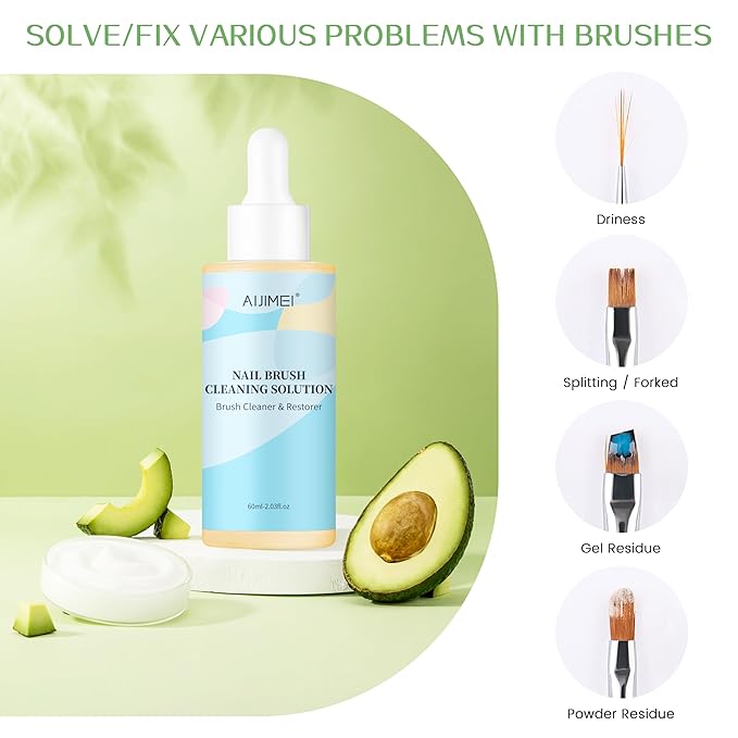AIJIMEI Nail Art Brush Cleaner Gel Restorer Fragrans, 2Fl.oz Nail Brush Cleaner Gel Solution Brush Cleaning Essence Quick Dissolution for Any Nail Tools (60ml-Fragrans)