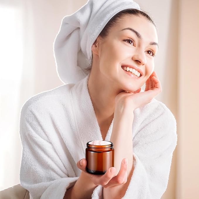 Norme 36 Pcs 4 oz Glass Jars with Lids Leakproof Round Airtight Empty Cosmetic Jars with Inner Liners Lid for Storing Lotions Powder Ointments Candle Making Tins (Black,Amber)