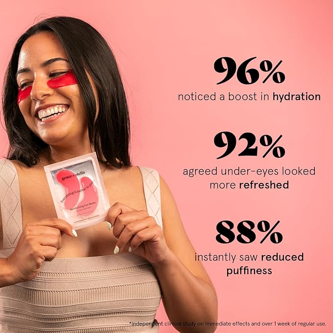 grace & stella Award Winning Under Eye Mask - Birthday Gifts For Women - Bridesmaid Gifts - Reduce Dark Circles, Puffy Eyes, Undereye Bags, Wrinkles - Under Eye Patches - Vegan (24 Pairs, Pink)