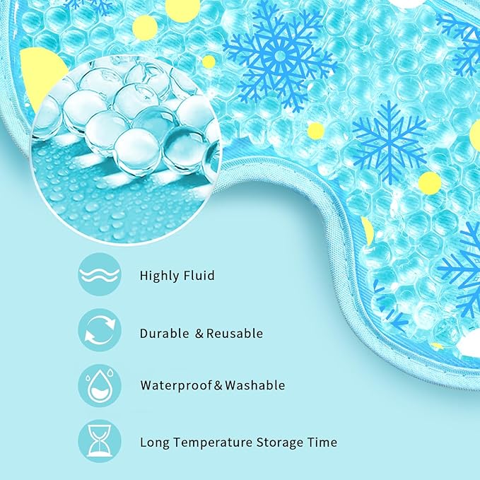 2PCS Cooling Eye Mask Gel Eye Mask, Reusable Hot Cold Therapy cold eye mask for Post Surgery, Puffiness, Dark Circles, Eye Bags, Dry Eyes, Migraines with Soft Plush Backing (Heart+Snowflake)