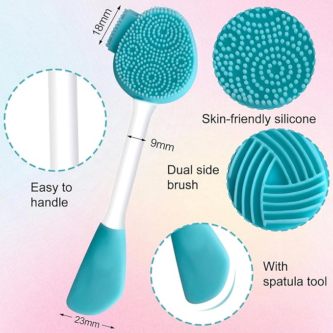 Blue Silicone Face Scrubber Face Mask Brush Exfoliating Lip Brush Cleansing Brush Facial Cleansing/Wash Exfoliator Blackhead Skin Care Tool Makeup Removes Dead & Dry Skin for Women