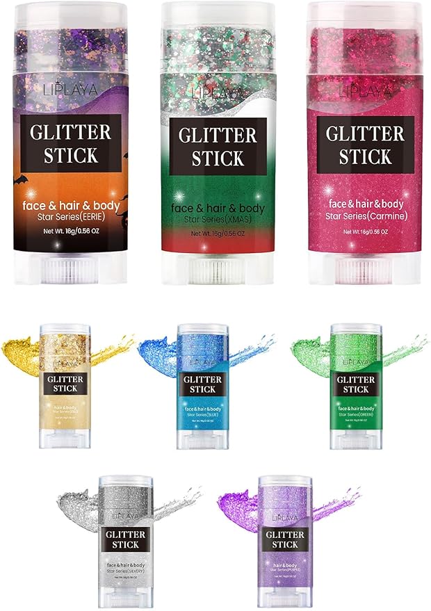 Silver Body Glitter Stick, Mardi Gras Accessories Girls Makeup Holographic Hair Glitter Gel.