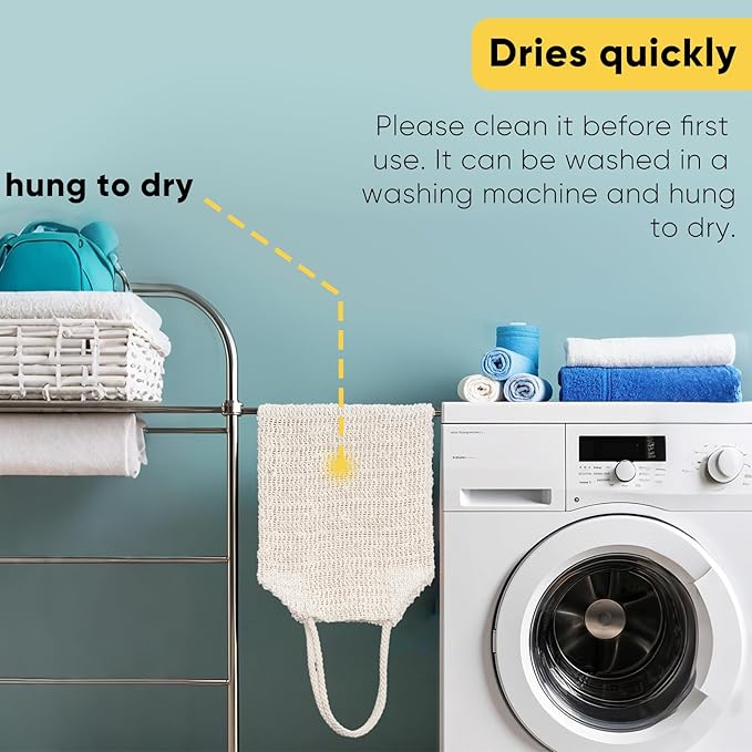 Natural Sisal & Ramie Exfoliating Body Scrubber for Shower with Handle（3 pcs） - Deep Cleanse Back Scrubber, Scrub Spa Tool for Glowing Skin & Whole Body Care (3pcs)