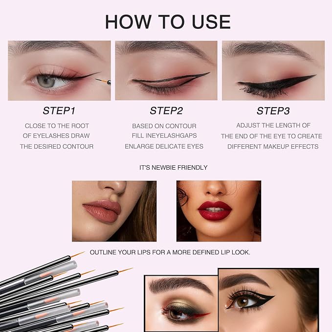 100 Pack Disposable Eyeliner Brush, Ultra-fine Point Eye Liner Applicator Cosmetic Eye Wands Makeup Brushes Tools (Color: Black)