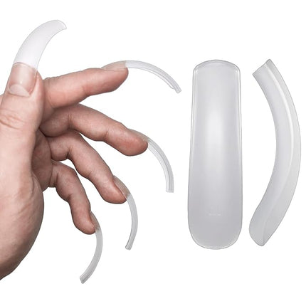 NOVO OVO Halloween Curved Nail Tips Press on Full Cover, Extra Curve Square Gel x Thick Long XL XXL Acrylic Fake Nails Extension kit, Clear Pre-etched French False Nail 12 Sizes 240pc QUEEN SQUARE PRO