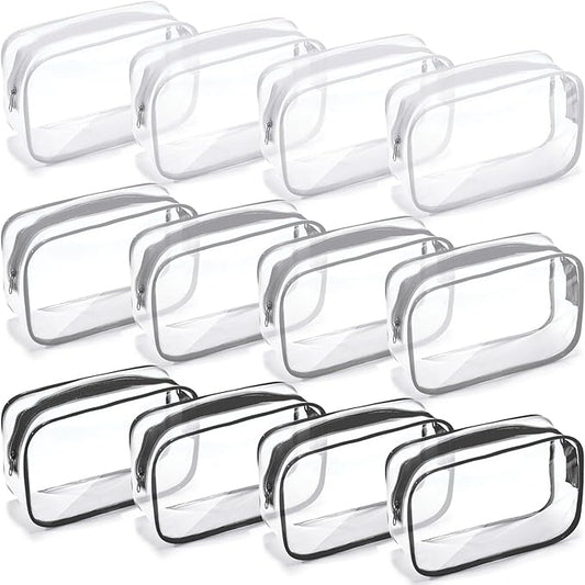 Weewooday 12 Pieces Clear Makeup Bags Cosmetic Storage Bags PVC Zipper Pouches Travel Waterproof Makeup Plastic Case for Women Organizing Toiletries Traveling Bathroom(Medium,Multicolor)