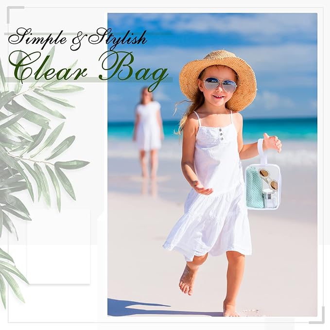 Silkfly Clear Toiletry Bag PVC Travel Cosmetic Bag with Handle Strap Makeup Pouch with Zipper Summer Vacation Salon Graduation Gift End of the Year Gifts(White,24 Pack)