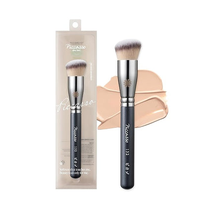 Piccasso Brush Korean Foundation Spatula – Professional Stainless Steel Makeup Tool for Thin, Seamless Foundation & Cream Blending (Rounded)