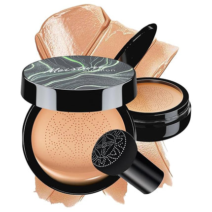 Mushroom Head Air Cushion CC Cream - BB Cream Face Makeup Foundation for Mature Skin Moisturizing Concealer Brighten Long-Lasting, Even Skin Tone for All Skin Types, Medium Deep
