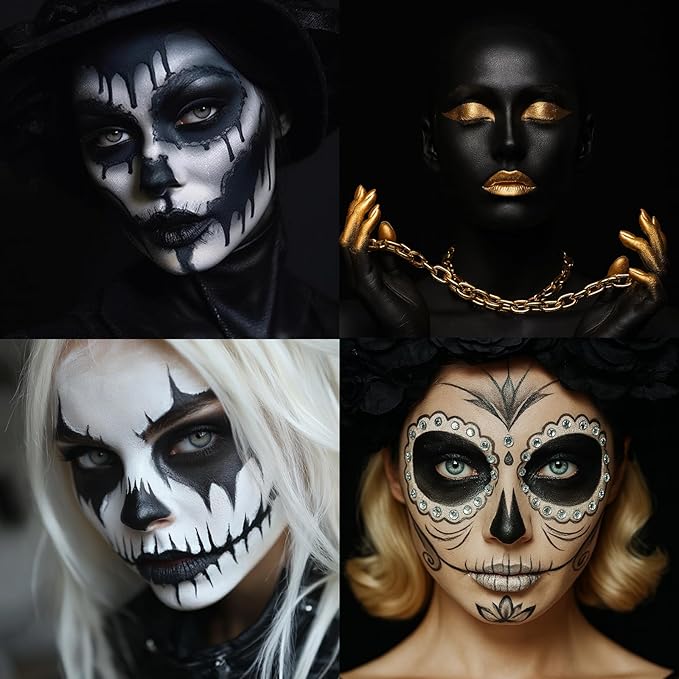 BOBISUKA Black Face Body Paint Stick, Sweatproof Eye Black Stick for Baseball Football Softball Sports – Waterproof Face Painting for Skull Joker Vampire Halloween SFX Makeup Cosplay