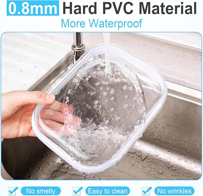 Sanwuta 6 Pcs Clear Hard Zipper Case Pencil Pouches Hard Plastic Zipper Pouches Makeup Bag Transparent Cases for Snacks Plastic Storage Organizer Box for Travel(Assorted Color,7.87 x 5.9 x 2 Inch)