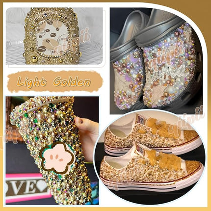 qiipii 2 Styles Solid Dark Brown+ Brown AB Flatback Pearls for Bedazzling Crafting 3mm-10mm Coffee Half Round Pearls Beads Gems Bedazzler Kit for Nails Face Eyes Makeup Tumblers Bottles DIY Crafts