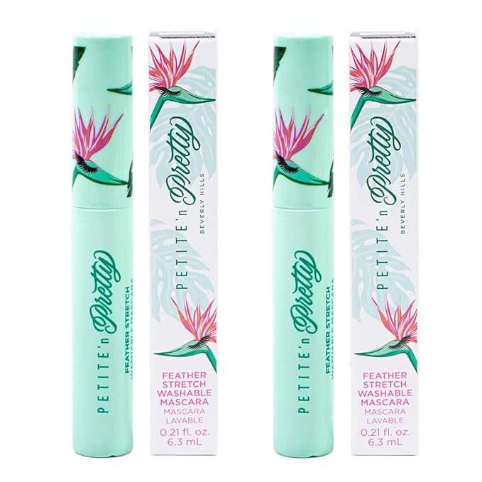 Petite 'n Pretty Feather Stretch Washable Mascara Duo - Makeup for Kids, Tweens and Teens -Easy to Apply & Remove, Made in the USA