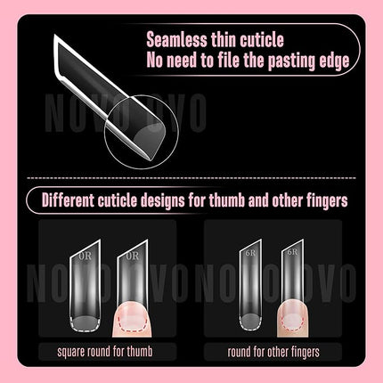 NOVO OVO XXL Lipstick Shape Nail Tip, Natural (not Sculpted), Symmetrical Cut Extra Thick False Nails Press On, Full Cover Soft Gel Extension Fake Nail Acrylic Kit French Tip X 15 Size 180pc