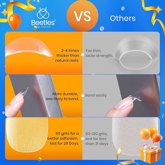 Beetles Short Almond Nail Tips: 12 Sizes 288 PCS Half Matte Full Cover Gel Tips Clear Acrylic Gel Nail Tips Almond Shape for DIY Extension