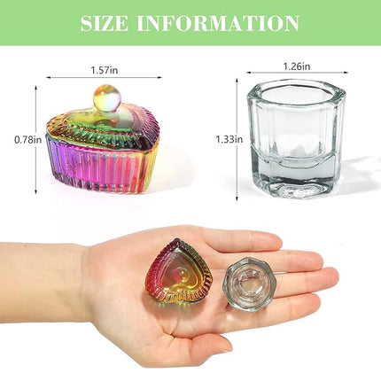 Nail Art Brushes, 6 Acrylic Nail Brushes Dappen Dish Set - Dappen Dish for Acrylic Nails, Monomer Dish Nail Glass Cup Nail Art Manicure Tools (10 Piece Set)