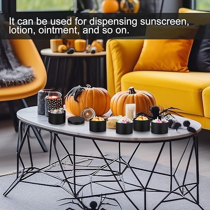 Therwen 48 Pcs Aluminum Tin Jars Containers Metal Leak Proof Cosmetic Tin Jars Containers Round Screw Lids Lip Balm Can Empty Refillable Cosmetic DIY Storage (2.3 x 3.1 Inch,Black)