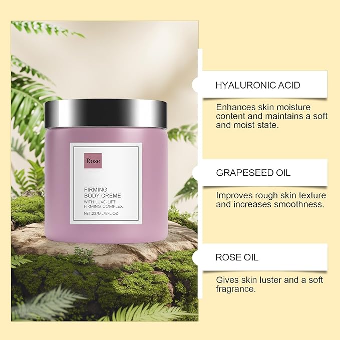 Champagne Lift & Firming Body Cream,Champagne Lift Body Creme – Anti-Aging Skin Tightening with Lifting Formula | Hydrates Dry Skin,Deep Hydration & Smoothing, Hydrates Dry Skin Arms & Legs (Rose)