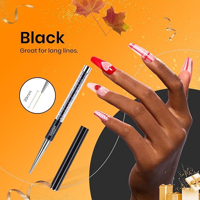 Beetles Gel Polish Nail Art Liner Brushes 5Pcs Painting Art Design Pen Set Diamond Application Rhinestone Handle Dotting Drawing Sizes 5 7 9 11 20mm Nail Design Gift for Women