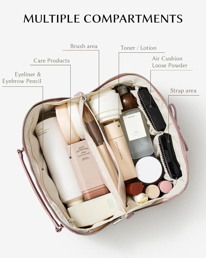 EACHY Travel Makeup Bag,Large Capacity Cosmetic Bags for Women,Waterproof Portable Pouch Open Flat Toiletry Bag Pattern Makeup Bag