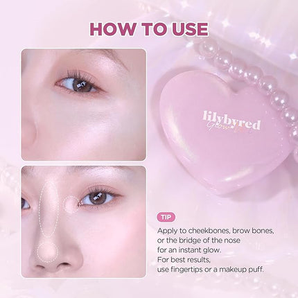 lilybyred Luv Beam Glow Veil | Korean Heart-Shaped Highlighter, Illuminating Shimmer, Radiant Glow, Silky Powder Texture, Buildable & Blendable, Lightweight & Long-Lasting, 0.11 oz. (07 Chiffon Beam)