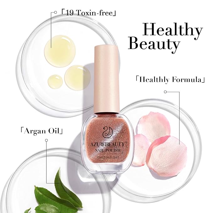 AZUREBEAUTY Cat Eye Nail Polish Set Quick Dry Nude Purple Glitter 2 Colors Nail Lacquer Natural Shine DIY Salon Home Women Gifts 2Pcs 0.34oz