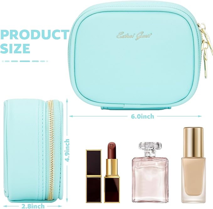 Small Makeup Bag with Led Mirror, Mini Travel Make up Bag 3 Light Modes Adjustable Brightness, for Women Organizer Cosmetic Bag, Portable Travel Train Toiletry Bag, for Pool Parties Work Touch-Ups