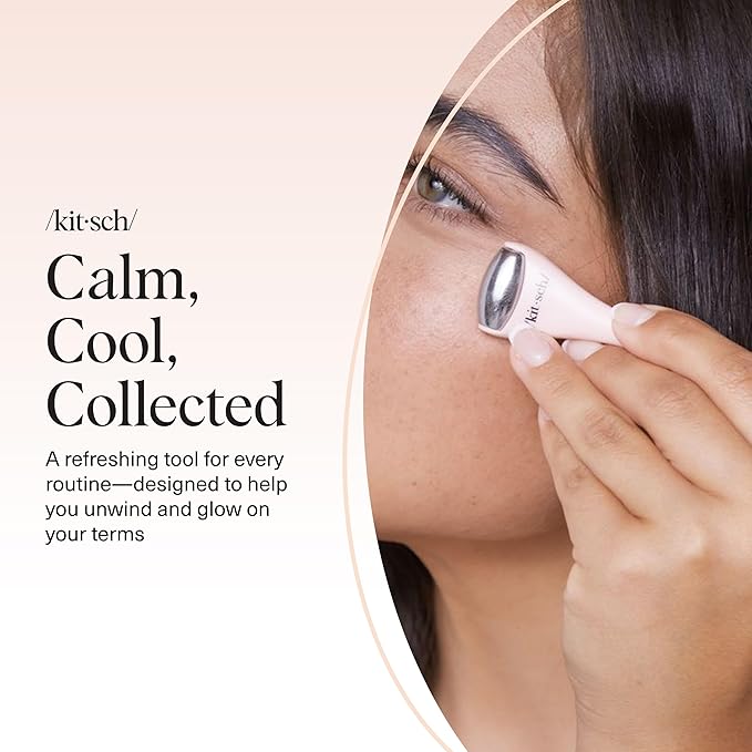 Kitsch Mini Facial Roller & Ice Face Roller Skin Care Tool Set for Women - Face Massager for Puffy Eyes, Cold Therapy, Lymphatic Drainage Massager, Self Care Gifts for Women & Men - Blush